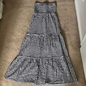 Sim & Sam gingham strapless maxi dress size S